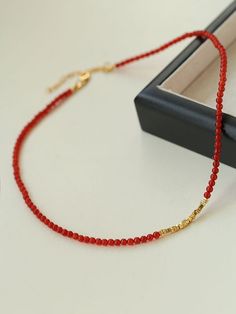 Introducing our Red Agate Beaded Necklace with scattered gold accents - the perfect accessory for enhancing your complexion and adding a touch of luxury. Versatile, sophisticated and timeless, this must-have necklace features delicate natural agate beads and exquisite craftsmanship. Don't miss out on capturing the festive spirit with this chic and sophisticated piece. Metal: 18K Recycled Gold Plated On Brass Gemstone: Red Onyx Agate Dimensions: 3.5mm Necklace Length: 400-450mm Weight: 7g Edison Pearls, Gemstone Beaded Necklace, Onyx Bead, Tiger Eye Stone, Red Agate, Recycled Gold, Agate Beads, Necklace Length, Stone Necklace