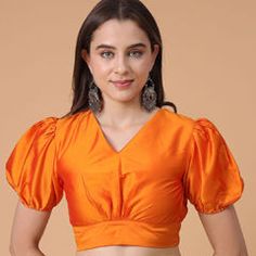 Orange color Blouse in Satin Silk fabric with Thread work Engagement Reception, Reception Lehenga, Color Blouse, Satin Silk, Thread Work, Salwar Kameez, Silk Satin, Silk Fabric, Lehenga