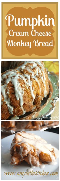 pumpkin cream cheese monkey bread on a plate