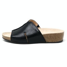 Women's 'Layna' Wedge Sandal – Stegmann Clogs Leather Slip-on Wedge Sandals With Round Toe, Adjustable Round Toe Wedge Sandals With Cork-bed Midsoles, Brown Slip-on Wedge Sandals With Rubber Sole, Black Slip-on Wedge Sandals With Textured Sole, Brown Slip-on Wedge Sandals With Buckle Closure, Wedge Sandals, Clogs, Walking, Wedges