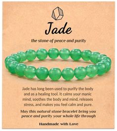 PRICES MAY VARY. Meaningful Bracelet - Jade is conducive to career, family harmony and happiness, and material abundance Better Gift - Jade can promote love and friendship and attract good luck. A delicate gift for yourself or someone you love Size- Our bracelet is woven from natural jade stone, the size of the stone is 8mm, and the circumference of the bracelet is 8 inches, the stone may be different from the picture because each piece of stone is unique Meaningful Gift - A great gift idea for Crystal Healing Bracelets Meaning, Foil Crafts, Pink Bracelets, Family Harmony, Stone Jewellery, Crystal Grids, Love And Friendship, Crystals Stones, Crystal Energy