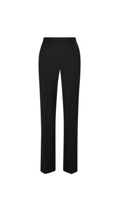 Embrace the stylish ease of our Straight Leg Trouser, a must-have for the discerning dresser. The Italian seasonless wool drapes elegantly along the body, creating a sleek silhouette and elongated shape. Combine with our Longsleeve Crew and Double-Breasted Blazer for a dapper uniform that always delivers. Tailored Structured Bottoms For Evening, Elegant Structured Pants For Office, Elegant Structured Office Pants, Elegant Structured Pants For Formal Occasions, Elegant Structured Formal Pants, Chic Straight Silhouette Evening Bottoms, Elegant Structured Fitted Pants, Tailored Structured Pants For Evening, Tailored Structured Evening Pants