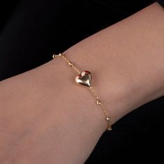 "New dainty Gold Heart Bracelet. A perfect gift for special occasions, or for yourself. ★1 YEAR WARRANTY★ Our products are plated with a thick layer of 14k solid gold on sterling silver (925K) silver, made with a special technique called \"vermeil\". All our jewelries are guaranteed for one year against tarnishing and deterioration. Provided that they are protected from water, soap and chemicals, they can be used for many years with their first day appearance. Our products are the best alternati Gold Bracelet With Adjustable Chain For Valentine's Day Gift, Adjustable Dainty Gold Bracelet For Valentine's Day, Dainty Adjustable Gold Bracelet For Valentine's Day, Dainty Gold Bracelet For Valentine's Day, Dainty Heart Charm Bracelet For Wedding, Rose Gold Heart Chain Bracelet For Valentine's Day, Wedding Bracelets With Adjustable Chain For Valentine's Day, Adjustable Chain Bracelet For Wedding And Valentine's Day, Adjustable Heart Charm Chain Bracelet For Wedding