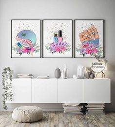 Nail Room Wall Decor Set of 3 Prints Nail Tech Gift Nail - Etsy Argentina Nail Salon Art Wall, Nail Frame Design, Nail Salon Decor Wall Art, Nail Salon Wall Decor, Nail Tech Room Ideas, Nail Room Decor Ideas, Nail Room Decor, Nail Room Ideas Home, Home Nail Salon Ideas