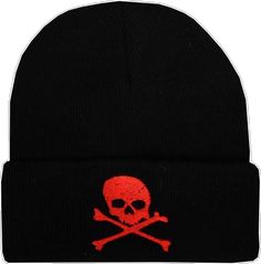 Skull Halloween Hat One Size Fits Most, Halloween Skull Hat One Size Fits Most, Halloween Skull Hat, One Size Fits Most, One Size Fits Most Skull Hat For Halloween, Black Novelty Beanie Hat, Novelty Black Beanie Hat, Alternative Winter Streetwear Hat, Novelty Winter Streetwear Hats, Alternative Winter Hats For Streetwear