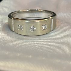 14grams 14kt .37tw Diamonds Geometric Ring By Malakan Ring Size 13 $750.00 Shipped White Gold 14k Signet Ring With Single Cut Diamonds, Modern Round Cut Jewelry For Anniversary, Luxury 14k White Gold Promise Ring, Modern Diamond Jewelry For Formal Occasions, Timeless Formal Jewelry With Vvs Clarity, Timeless Princess Cut 14k White Gold Wedding Ring, Modern Diamond Ring Jewelry, Modern Diamond Jewelry For Promise Ring, Modern Diamond Promise Ring Jewelry