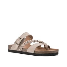 White Mountain-Hazy Slide Sandal The Hazy slide sandal from White Mountain infuses boho beachy vibes to your summer wardrobe. This platform sandal features braided asymmetrical strap for added style and adjustable buckle strap at the midfoot and toe loop to ensure a secure fit. Boho Beachy, Beachy Vibes, White Mountain Shoes, Trending Boots, Trending Sneakers, Athleisure Fashion, White Mountain, Sandals Brands, Shoe Store