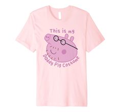 a pink t - shirt that says, this is my birthday pig costume on it