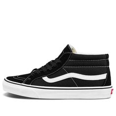 Vans Sk8-Mid 'Black' VN0A391F6BT (SNKR/Skate/Unisex/Mid Top/Classic) Casual Round Toe Sneakers For Skating, Casual Skating Sneakers, Vans Black Sneakers For Skating, Vans Black High-top Sneakers For Sports, Vans Black High-top Sneakers, Black Vans High-top Sneakers For Sports, Vans Urban Black High-top Sneakers, Black Casual High-top Sneakers For Skateboarding, Casual Black High-top Sneakers For Skateboarding