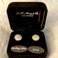 Macy & Co Vintage Diamond Earrings Valued $200 Macy's Round Earrings Gift, Macy's Silver Wedding Earrings, Elegant Nickel-free Jewelry For Anniversary Gift, Macy's Sterling Silver Jewelry With Matching Earrings, Macy's Sterling Silver Diamond Earrings As Gift, Macy's Silver Diamond Earrings Gift, Silver Diamond Earrings From Macy's As Gift, Elegant Silver Earrings For Anniversary Gift, Macy's Sterling Silver Drop Earrings