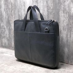 Handcrafted Black Leather Laptop Briefcase - Classic Unisex Style for Everyday Commute Whether you need a sleek and professional briefcase for work, a travel-friendly laptop bag, or a stylish accessory for important meetings, we have something for everyone. Our custom leather briefcases can be tailored to fit your unique needs--ideal as a personalized gift for anniversaries, birthdays, or special occasions. Perfect for carrying your laptop, documents, or business essentials, these bags are also Minimalist Business Briefcase, Modern Rectangular Briefcase For Daily Use, Classic Rectangular Laptop Bag For Everyday Use, Minimalist Business Bag With Luggage Sleeve, Soft Leather Briefcase For Business Trips, Soft Leather Rectangular Briefcase For Travel, Classic Laptop Sleeve Case For Daily Use, Soft Leather Briefcase For Travel, Travel Briefcase In Soft Leather