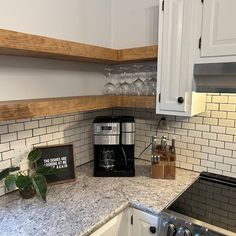 the kitchen counter is clean and ready for us to use