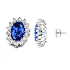 METAL SPECIFICATIONS Metal Name: White Gold 14K STONE SPECIFICATIONS Stone Name: SAPPHIRE/DIAMOND Stone Cut : Oval & Round cut Stone Specifications: There are two blue sapphires approx. 1.25 carats each (Approx. Size 8 x 5.8 mm) & approx. 0.90 carats round smaller diamonds on the side in each earring. Natural earth-mined stones. Total Stone Weight : approx.4.30 carats Color : Blue/F Clarity : AAA/VVS1 APPRAISAL Appraised Value : $17298.00 Comes with a FREE APPRAISAL All kind of customiza Blue Sapphire Diamond, Studs Earrings, Sapphire Earrings, Natural Earth, Stone Cuts, Sapphire Diamond, Stone Names, Diamond Stone, Gemstone Earrings