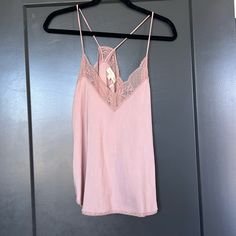 Lacey Neckline Camisole Mauve Pink Never Worn, Tags Attached Feminine Tank Top With Built-in Bra, Feminine Tank Top With Adjustable Straps For Daywear, Spring Lace Cami Top With Built-in Bra, Chic Sleeveless Lace Top With Built-in Bra, Feminine Camisole Tank Top For Daywear, Feminine Camisole Tank Top, Feminine Tank Camisole For Daywear, Feminine Stretch Tank Top For Daywear, Feminine Spaghetti Strap Tank Top For Loungewear