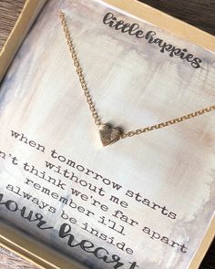 Sympathy/Grief Necklace - dainty womens necklace, inexpensive gift, ready to ship, sympathy gift, grief gift, encouragement gift 14 inch chain with 4 in chain extension. heart necklace. Choose gold or silver. Option to chose a gift ready gift box. Perfect for gift giving! (Wrapping may vary) Ready to ship. We offer gold and silver in this necklace. *Please note that jewelry is handmade and several hand-stamped charms are handmade and no two necklaces are exactly the same.* DID YOU KNOW? We can p Dainty Hypoallergenic Necklace As A Gift, Dainty Hypoallergenic Necklace For Gifts, Dainty Hypoallergenic Necklaces For Gifts, Inspirational Jewelry With Heart Charm For Gift, Inspirational Hand Stamped Necklace For Mom, Inspirational Hand Stamped Necklace As Gift For Mom, Personalized Spiritual Heart Necklace As A Gift, Spiritual Personalized Heart Necklace Gift, Personalized Spiritual Heart Necklace As Gift