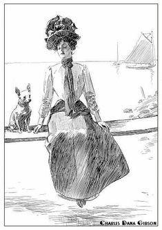 a drawing of a woman walking on the beach with a dog in front of her