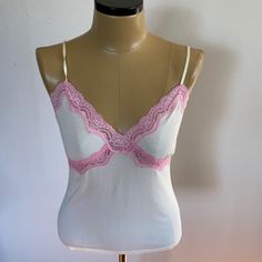 Nwt Pj Salvage Pink Lace Trim Cami Adjustable Straps. Soft 95% Modal 5% Elastane Smoke And Pet Free Home A2 White Stretch Camisole For Loungewear, White Sleepwear With Delicate Straps For Loungewear, White Camisole With Delicate Straps For Loungewear, White Spring Camisole For Sleep, White Camisole For Sleep In Spring, White Camisole For Spring Sleepwear, Fitted White Camisole For Daywear, White Camisole With Spaghetti Straps For Sleep, White Seamless Camisole For Daywear