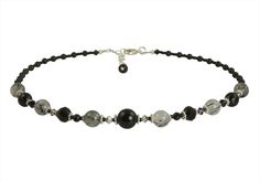 Beautiful! Order Black Onyx Quartz Gemstone Necklace at $85.00 #jewelry #handmade #SWCreations #handcrafted #fashion Lampwork Bead Necklace, Quartz Gemstones, Gemstone Beaded Necklace, Pearl Gemstone, Swarovski Pearls, Rutilated Quartz, Gorgeous Necklaces, Sterling Silver Bead, Gemstone Necklace