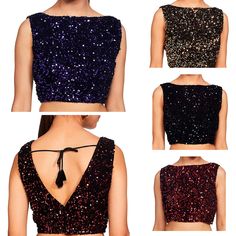 Item Description * Women's Velvet Sequin Boat Neck Suitable Readymade Crop Top Bollywood Partywear Saree Blouse. * Size: To Find The Size That Fits You Best Please Check Our Brand Size Chart Before Ordering. * Fabric: Velvet Sequin. * Sale For: 1 Blouse * Blouse Type: Padded Blouse with Cotton Inner Lining. * Closure Type: Back Hook & Eye or Dori. * Care Instructions: Hand Wash or Dry Clean Only. Disclaimer: The actual color of the product slightly vary from the image due to photographic light or monitor's display. * USE:This Readymade blouse is paired with a Saree, Lehenga, Skirt, Dupatta or wear like Crop-Top for Girls/Women. * Note: This Is A Custom Made Sari Blouse As Per Your Size. You Can Customize Size And Design As Per Your Choice And Contact Us Any Time Through Mails. If You Want Sleeveless Sequined Lehenga For Diwali, Bollywood Style Sleeveless Sequined Lehenga, Multicolor Sleeveless Choli For Wedding, Sleeveless Multicolor Wedding Choli, Bollywood Style Lehenga For Navratri, Bollywood Lehenga For Navratri, Sleeveless Party Wear Lehenga With Pallu, Sleeveless Lehenga For Party, Sleeveless Choli With Mirror Work For Reception