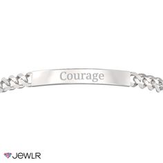 This classic engravable ID bracelet is the perfect gift for yourself or your loved one. Engrave the front with a name or a special date and add a meaningful message to the back. Handcrafted in sterling silver, this 8" men's bracelet features a figaro-link chain secured with a lobster clasp for just the right fit. Classic Customizable Sterling Silver Name Bracelet, Customizable Classic Sterling Silver Name Bracelet, Classic Personalized Nameplate Bracelets, Classic Name Bracelet For Personalized Gift, Personalized Classic Nameplate Bracelets, Customizable Classic Name Bracelet As Personalized Gift, Classic Customizable Name Bracelet For Personalized Gift, Customizable Classic Name Bracelet For Personalized Gift, Classic Personalized Sterling Silver Bracelet For Anniversary