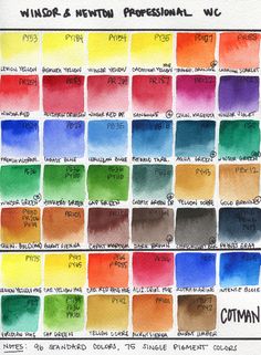 watercolor swatches with different colors in each color, and the words windows written on them