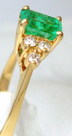 Ladies 14k yellow gold Colombian Emerald emerald cut and | Etsy Fall Fashion Trends Casual, Diamond Ring Emerald, Solitaire Rings, Round Diamond Ring, Ring Emerald, Colombian Emeralds, Pretty Rings, Raw Stone, Fall Fashion Trends