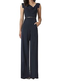 Black Halo - Jackie O Jumpsuit Belted Jumpsuit, Draped Neckline, Asymmetric Neckline, Black Halo, Jackie O, Saks Fifth, Saks Fifth Avenue, Halo