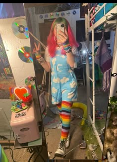 Colorful Asethic Outfits, Bright Colors Aesthetic Outfit, Kidcore Outfits Aesthetic, Nostalgiacore Outfit, Childcore Aesthetic Outfit, Rainbow Core Outfit, 80s Fashion Neon, Dream Core Outfits, Colorful Alt Outfits