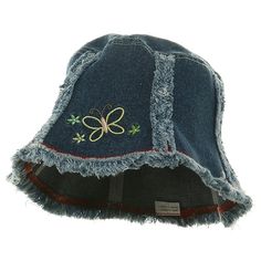 Denim Hats - Dk. Blue With Butterflys Denim Hats, Funky Hats, How To Wash Hats, Blue Jeans Crafts, Women Hats Fashion, Denim Hat, Stylish Hats, Bucket Hats, Washed Denim