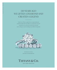 an advertisement for tiffany & co's 30th anniversary ring collection, featuring two diamond rings