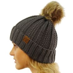 We are adding a little cold weather fun to our most loved C.C beanie. These pom beanies have an added pom on the top of them are lined on the inside. They are comfy, warm, and oh so cozy. The little leather tag is stamped with a registered C.C Size: One Size.  Color: Gray.  Gender: unisex.  Age Group: adult. Cozy Adjustable Winter Bonnet, Adjustable Knit Crochet Hat For Winter, Adjustable Knit Crochet Winter Hat, Warm Acrylic Bonnet For Cold Weather, Fleece-lined Beanie Cap, One Size Fits Most, Fleece-lined Beanie, One Size Fits Most, Fleece-lined Beanie Cap, Warm Beanie For Fall And Winter, Warm Bonnet Cap For Fall