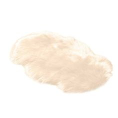 a white sheepskin rug on a white background