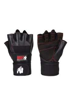 the gorilla gloves are black and red