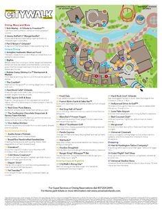 the map for an amusement park with lots of information about it and its attractions, including rides