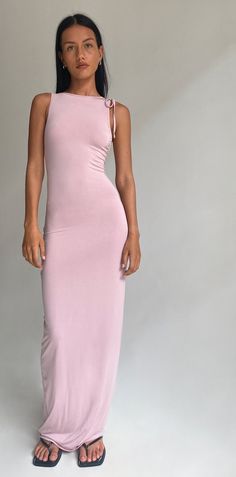 Slinky Baby Pink Maxi Dress | Elinor – motelrocks-com-us Pink Dresses Birthday, Tight Maxi Dress, Long Pink Dress, Outfits Birthday, Maxi Design, Maxi Dress Summer, Going Out Dress, Bodycon Maxi Dress, Slinky Dress