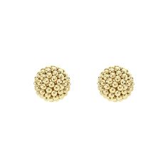 Signature Caviar beading forms these classic 18K gold earrings. Finished with 18K gold post backs. Beaded Stud Earrings, 18k Gold Earrings, Engraved Items, Gold Collection, Gold Studs, Gold Earrings Studs, Gold Beads, Gold Earrings, Beading