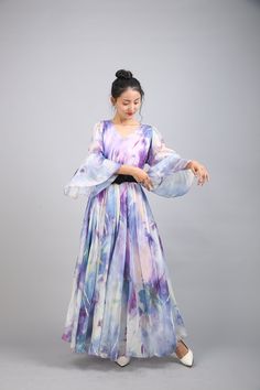 Chiffon Purple Blue Flower Long Party Dress Evening Wedding Lightweight Sundress Summer Holiday Beach Dress Bridesmaid Dress Maxi Skirt Detail Info: ❤ Color: Purple blue flower as picture More color choice link: https://www.etsy.com/listing/213656440/chiffon-dress-color-card?ref=shop_home_feat_1 You just note the color number you want with order. ❤ Material: Chiffon ❤ The dress doesn't limit the chest size and waitst size, arm hole 45cm (if your upper arm circle circumference is more than 40cm, Purple Chiffon Dress For Summer Wedding, Purple Chiffon Maxi Dress For Summer, Purple Maxi Chiffon Dress For Summer, Flowy Chiffon Maxi Dress For Wedding, Purple Chiffon Summer Wedding Dress, Spring Light Blue Flowy Dress, Blue Chiffon Maxi Dress For Wedding Guest, Spring Flowy Chiffon Bridesmaid Dress, Elegant Flowy Multicolor Chiffon Dress