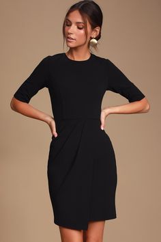 Winter Dress, Dress Zipper, A Black, Cold Shoulder, A Woman, Shoulder Dress, Cold Shoulder Dress, Little Black Dress, Black Dress