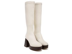 Circus by Sam Edelman Simone - Women's Boots : Modern Ivory : Look bold and chic wearing the knee-high Circus by Sam Edelman Simone boots that complement your ensemble. Synthetic lining. Foam footbed. Zippered side closure. Square toe. Ankle block heel. Low platform heel. Knee-high silhouette. Synthetic outsole. Imported. Measurements: Heel Height: 3 ¾ in Platform Height: 1 ¼ in Single Shoe Weight: 26.4 oz. Weight of footwear is based on a single item, not a pair. Shopping Aesthetic, Clothing Inspiration, Platform Heel, Ear Headbands, Dream Shoes, Platform Heels, Style Board, Sam Edelman, Women's Boots