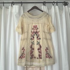 Free People Victorian Tunic Dress Embroidered Lace Cream Pink Xs Size Xs Brand New Never Worn With Tags Intact! Sheer Embroidered Dress, Embroidered Lace, Free People Dress, Free People Dresses, Embroidered Dress, Tunic Dress, Free People, Mini Dress, Womens Dresses