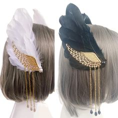 Features:
 

 OOTDTY
 
 Angel Wing Cosplay Hair Clip: The cosplay props hair clip with realistic feather wing and tassel pendant design, the fashion hair clip which is great for Halloween theme parties, cosplay parties, comic shows, or variety requirements, feather wing which is elegant and super realistic, suitable for dress you for various parties.
 
Unique Design: The angel wing hair clip with fashion appearance, exaggerated size which easy to DIY party style combine with other clothes props, Wing Headpiece, Side Hair Accessories, Wing Cosplay, Angel Wings Cosplay, Angel Wings Hair, Devil Angel, Hair Chain, Angel Feathers