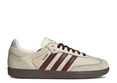 Wmns Samba OG 'Wonder White Maroon' - Adidas - IG1987 - wonder white/maroon/putty grey | Flight Club Maroon Sambas, Burgundy Sambas, Maroon Adidas, Maroon Sneakers, Off White Dunk, Maroon Shoes, Kobe Lebron, Jordan 4’s, Jordan Yeezy