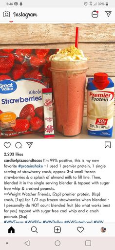 the instagram page for starbucks's strawberry milkshake