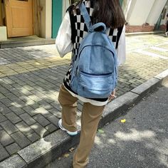 Cool Backpack: Experience Comfort and Fashion with our Unisex Laptop Backpack - EN257 This Korean Style Blue School Bag is perfect for students, teenage girls, and men who want a stylish and practical backpack. Crafted with high-quality denim, this backpack is both durable and fashionable. It features a solid pattern type and a solid bag exterior, giving it a classic and timeless look. The backpack's dimensions are 34cmX11cmX40cm, making it a spacious backpack with a capacity of 20-35 Litre. The Casual Student Shoulder Bag Backpack, Casual Shoulder Bag With Zipper Closure For School, Casual Student Bag With Zipper Closure, Casual Student Bags With Zipper Closure, Large Capacity Casual Backpack For Students, Casual Large Capacity Backpack For Daily Use, Casual Standard Backpack For School, Casual School Standard Backpack, Casual Large Capacity Backpack For Back To School