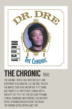 the chronic flyer for dr dre's album, with an image of him