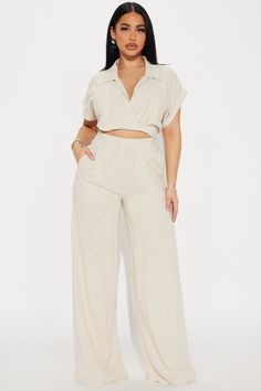 Andrea Linen Pant Set - Oatmeal Linen Women Outfits, Short Sets For Women Two Pieces, Linen Pant Set, Linen Two Piece Set, Black Linen Pants, Rick Y Morty, Linen Pant, Crop Top Set, Next Clothes