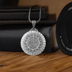 Valkyrie Man Necklace with Slavic Symbols in Mythology, Slavic Pagan Necklace in Sterling Silver, Warrior Necklace for Mans, Nordic Necklace * Gender : Female & Male      * Stamp: 925 Sterling Silver   * Finish: Oxidized - Polished - Gold Plated  - PRODUCT DETAILS -  * Pendant Diameter: 1.16 x 1.16 Inc ( 2.90 x 2.90 Cm )  * Pendant Weight: 12 - 13 Grams  * Bail: Suitable for up to 4.00 mm Chain  * Chain Weight : * 18 Inches: 4.00 - 4.50 Grams * 20 Inches: 5.00 - 5.50 Grams * 22 Inches: 5.25 - 5. Symbolic Medallion Jewelry With Box Chain, Round Amulet Necklace With Box Chain, Engraved Viking Style Necklace, Viking Style Sterling Silver Nickel-free Necklace, Viking Style Oxidized Metal Necklaces, Viking Style Engraved Round Pendant Necklace, Viking Style Oxidized Metal Necklace, Viking Style Engraved Metal Necklaces, Nickel-free Sterling Silver Viking Necklace