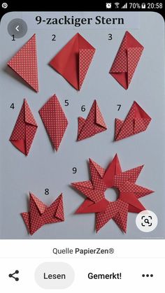 the instructions for how to make an origami star