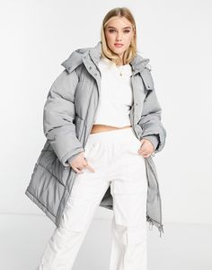 Coats & Jackets by Pull&Bear Throw on, go out Toggle hood High collar Zip and snap fastening Side pockets Regular fit Grey Puffer Jacket, Puffer Coat With Hood, Puffer Outfit, Grey Puffer, Pull & Bear, Down Coat