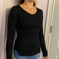 New Set Of 2 Black Long Sleeve Tight Shirt/Undershirt. Light- Weight, Body Fitting. Can Be Used To Wear Under Sweaters/Sweatshirts Or Worn Alone. Letter Sizes Are Not Listed On The Product- But The Translation Is 38 (S), 40 (M), 42 (L), 44 (Xl). Person In The Picture Is 5 Foot 5 Inches And 120 Pounds And Wears A 38 (S). It Is Form Fitting- If You Are Smaller Than That A S Will Still Fit You. Additional Colors Available On My Profile! Fitted Casual Long Sleeve Top With Scoop Neck, Fitted Casual Long Sleeve Scoop Neck Top, Fitted Scoop Neck Long Sleeve Top, Fitted Black T-shirt For Fall, Fitted Black Scoop Neck Top, Fitted Long Sleeve Basic T-shirt, Basic Fitted Long Sleeve T-shirt, Basic Long Sleeve Fitted T-shirt, Black Fitted T-shirt